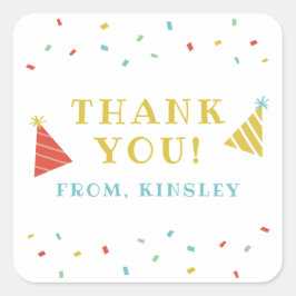 虹のスパンコールが子供の誕生日パーティーのお土産シール スクエアシール