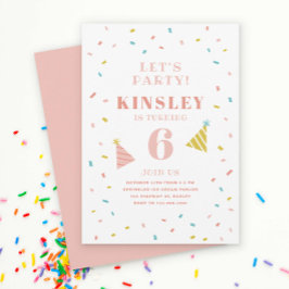 虹のスパンコール子供の誕生日パーティーの招待状 招待状