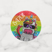 虹のスパークルユニコーンカラフルグリッター写真 コンフェッティ (スモール正面)