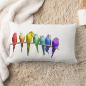 虹のセキセイインコの白い枕クッション ランバークッション (ブランケット)