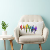 虹のセキセイインコの白い枕クッション ランバークッション (椅子)