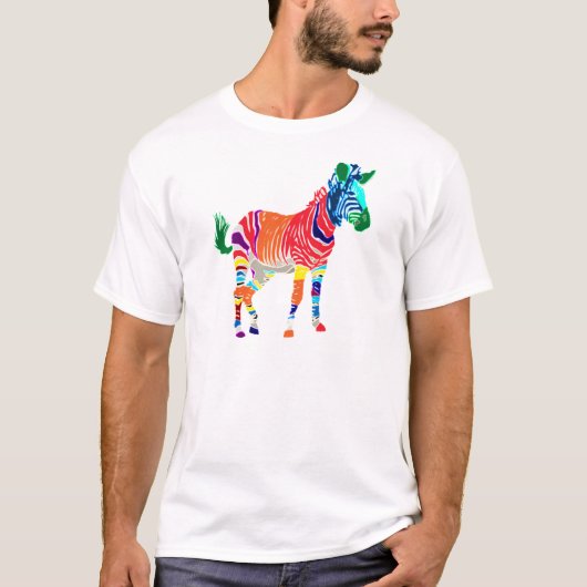 虹のゼブラ動物のパタモノグラムのーンパーティー Tシャツ (正面)