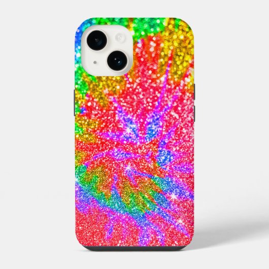 虹のタイダイ輝き柄 iPhoneケース (裏面)