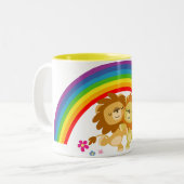 虹のタンゴかわいい漫画ライオンズマグカップ ツートーンマグカップ (正面左)