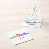 虹のダラスのスカイライン スクエアペーパーコースター (インサイチュ)