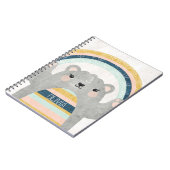 虹のテクスチャが施された可愛カラフルい魔法の熊 ノートブック (左側)