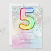 虹のテンプレート　５歳の誕生日　招待状　編集可能 招待状 (正面)