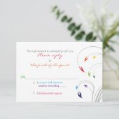 虹のテーマの花の結婚式の出欠返信 出欠カード (スタンド正面)