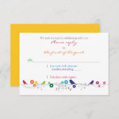 虹のテーマの鳥 花 結婚式 RSVP 返信 (正面/裏面)