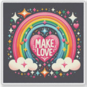 虹のデザインで喜びカラフルを作る シール (正面)