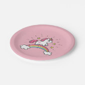 虹のデザインのかわいいユニコーン ペーパープレート (アングル)