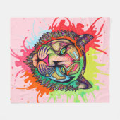 虹のトラ フリースブランケット (正面(横))