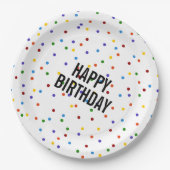 虹のドットのパターン誕生日パーティー ペーパープレート (正面)