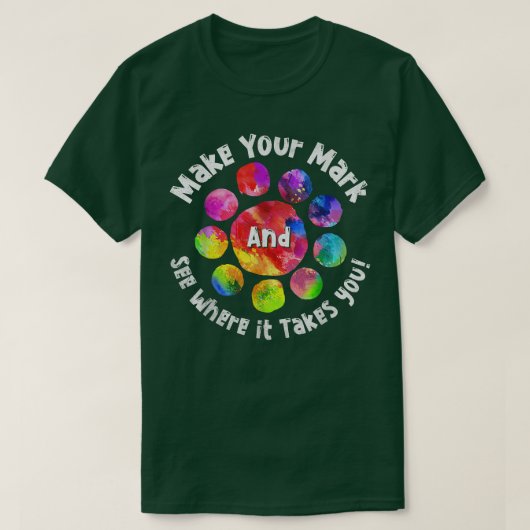 虹のドットの日の場所をマーク Tシャツ (デザイン正面)