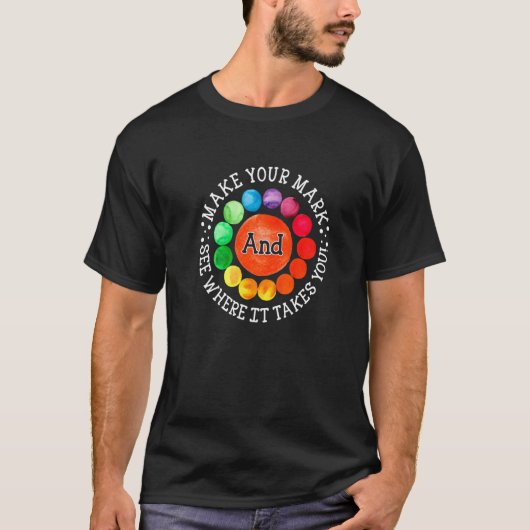 虹のドットの日の場所をマーク Tシャツ (正面)