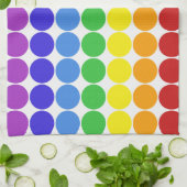 虹のドットは白のカラフルを丸める キッチンタオル (折り畳み)