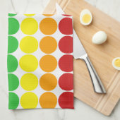 虹のドットは白のカラフルを丸める キッチンタオル (四つ折り)