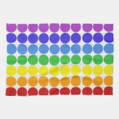 虹のドットは白のカラフルを丸める キッチンタオル (横)