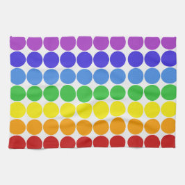 虹のドットは白のカラフルを丸める キッチンタオル