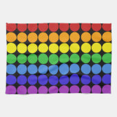 虹のドットは黒のカラフルを丸める キッチンタオル (横)