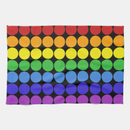 虹のドットは黒のカラフルを丸める キッチンタオル