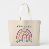 虹のナースを生きる美救しい日だ ラージトートバッグ (裏面)