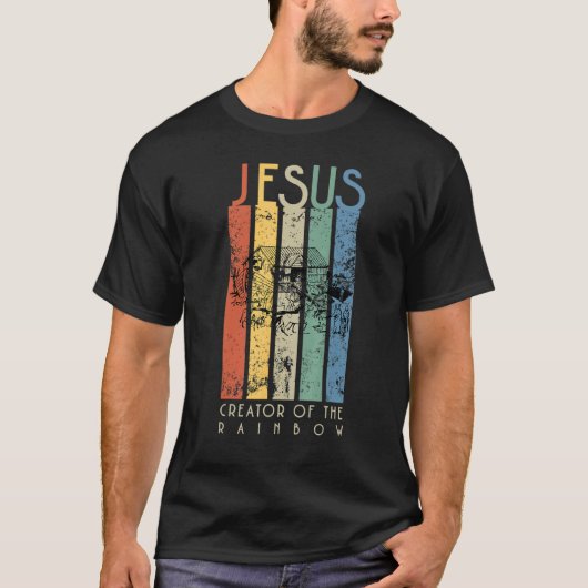 虹のノアと箱舟の創造主イエス Tシャツ (正面)