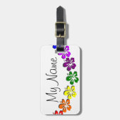 虹のハイビスカスの花 ラゲッジタグ (正面縦)