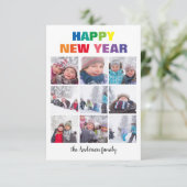 虹のハッピーニューイヤーコラージュ - 3x5 クリスマスカード 招待状 (スタンド正面)