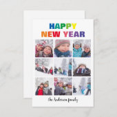 虹のハッピーニューイヤーコラージュ - 3x5 クリスマスカード 招待状 (正面/裏面)