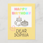 虹のハッピーバースデーねこポストカード ポストカード (正面)