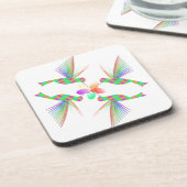 虹のハミングバキスをするーズの花 コースター (左側)