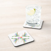 虹のハミングバキスをするーズの花 コースター (右側)