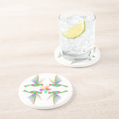 虹のハミングバキスをするーズの花 コースター (側面)