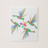 虹のハミングバキスをするーズの花 ジグソーパズル (縦)