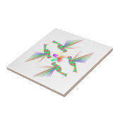 虹のハミングバキスをするーズの花 タイル (側面)