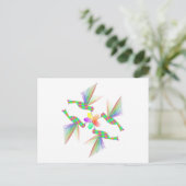 虹のハミングバキスをするーズの花 ポストカード (スタンド正面)