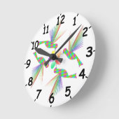 虹のハミングバキスをするーズの花 ラウンド壁時計 (傾斜)