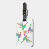 虹のハミングバキスをするーズの花 ラゲッジタグ (正面縦)