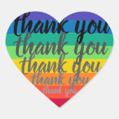 虹のハートありがとうステッカー ハートシール (正面)