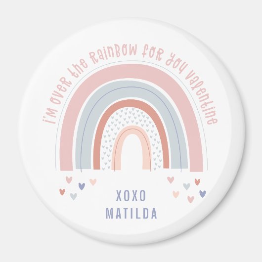 虹のハートかわいい教室のバレンタインデー マグネット (正面)