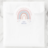 虹のハートかわいい教室バレンタイン ラウンドシール (バッグ)