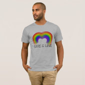 虹のハートで愛は愛 LGBTQプライド Tシャツ (正面フル)