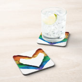 虹のハートとして絵を描かれる手 コースター (右側)