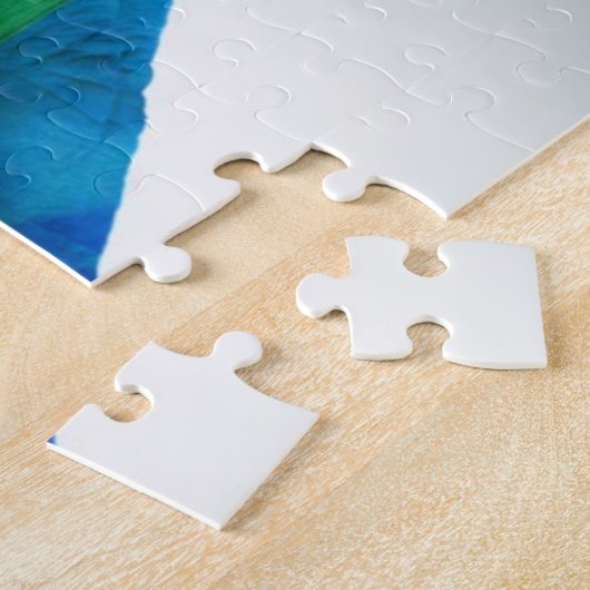 虹のハートとして絵を描かれる手 ジグソーパズル (側面)