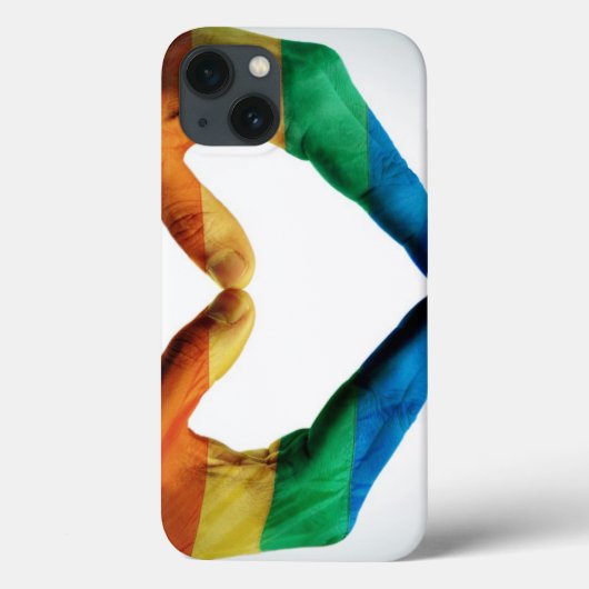 虹のハートとして絵を描かれる手 Case-Mate iPhoneケース (裏面)