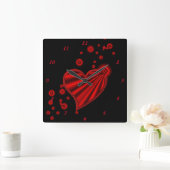 『虹のハートと星』 スクエア壁時計 (ホーム)