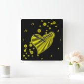 『虹のハートと星』 スクエア壁時計 (ホーム)