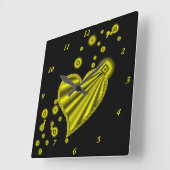 『虹のハートと星』 スクエア壁時計 (傾斜)