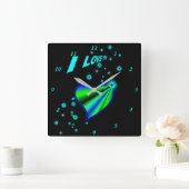 虹のハートと星 – 愛してる スクエア壁時計 (ホーム)